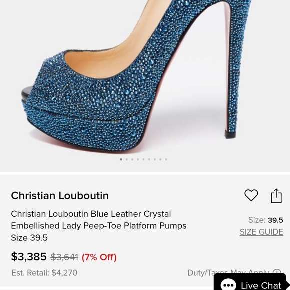 Christian Louboutin Blue Crystal lady peep 38 1/2 - Picture 12 of 12
